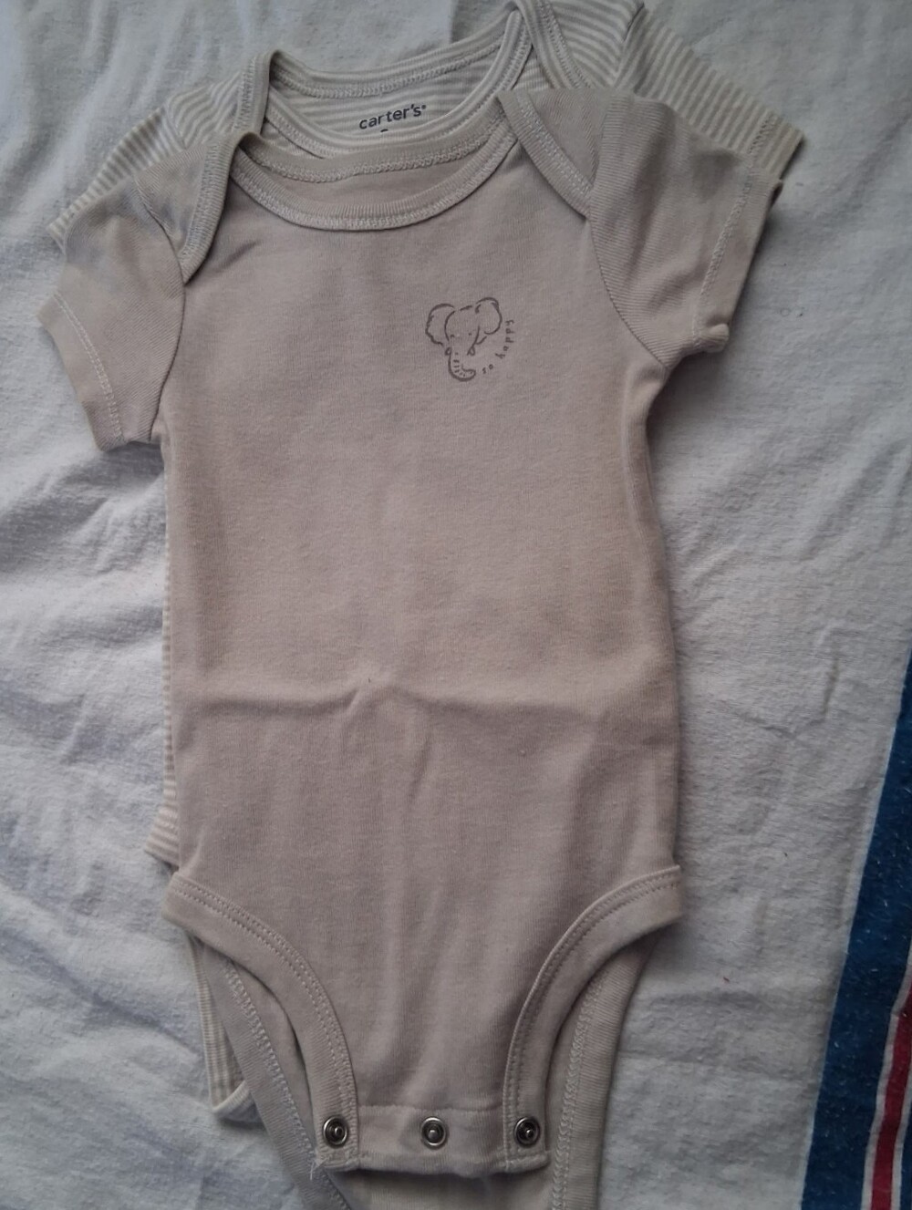 Carter's Neutral Beige Baby Bodysuit with Small Elephant Motif For Boys